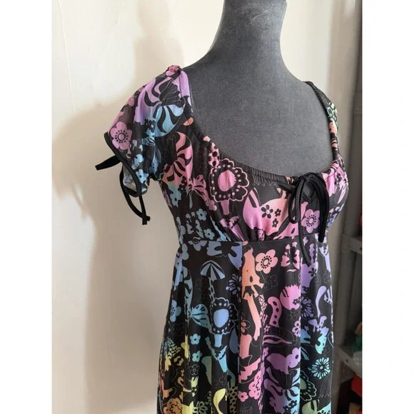 Current Mood Y2K Dress Goth Festival Baby Doll Psychedelic Mushrooms M - Picture 3 of 9